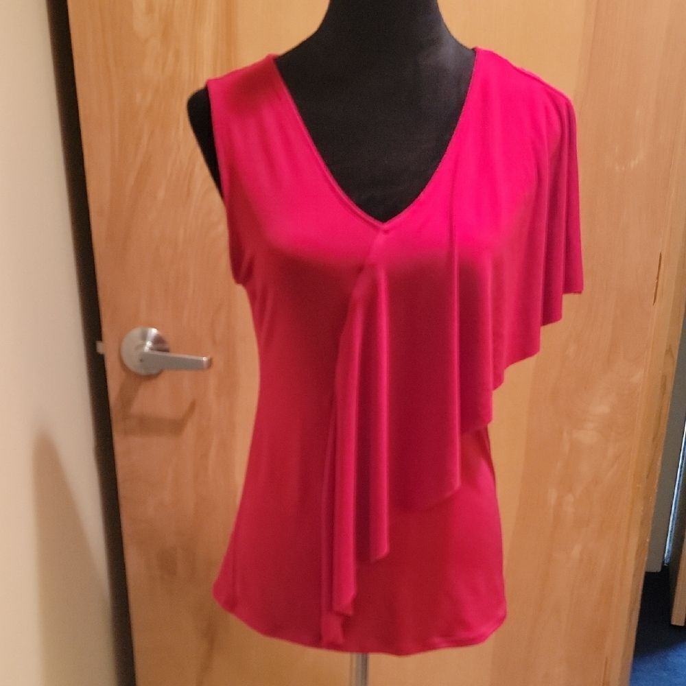 Carmen Marc Valvo Vibrant Pink Draped Blouse Sz S